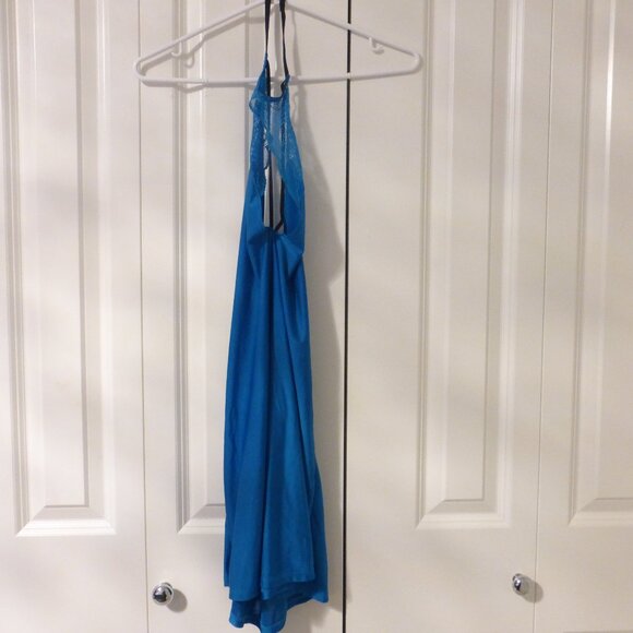 LA SENZA bright blue silky satin halter babydoll slip dress - Picture 3 of 10